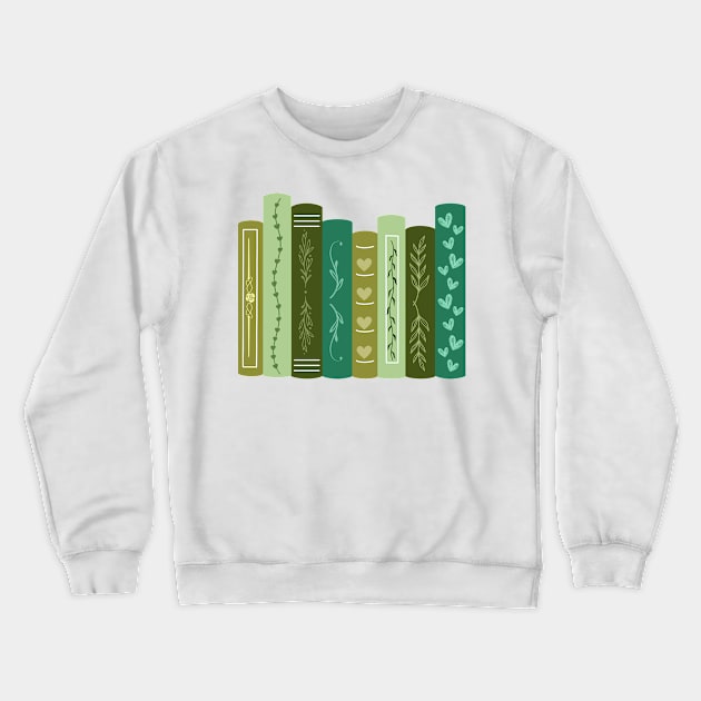 Green Bookshelf Crewneck Sweatshirt by medimidoodles